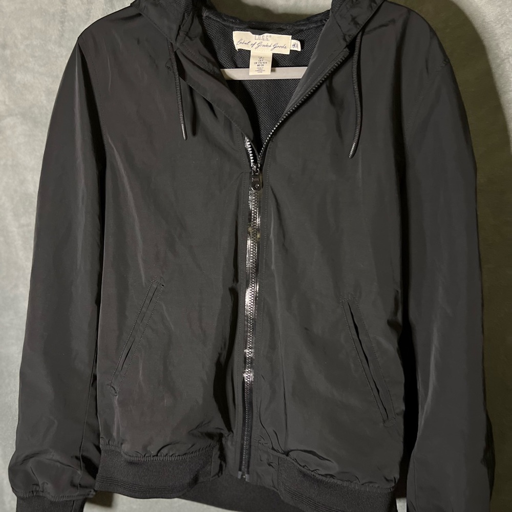 H&M Black Hooded Wind Breaker with Mesh Inside